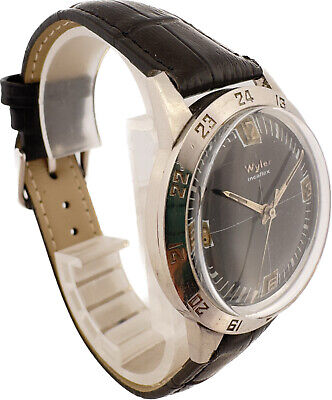 Vintage Wyler 1976-11620 Men's Mechanical Wristwatch Steel Crosshair Skin Diver