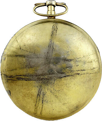 Antique Key Wind Fusee Pocket Watch French w Fancy Enamel Painted Scene Dial