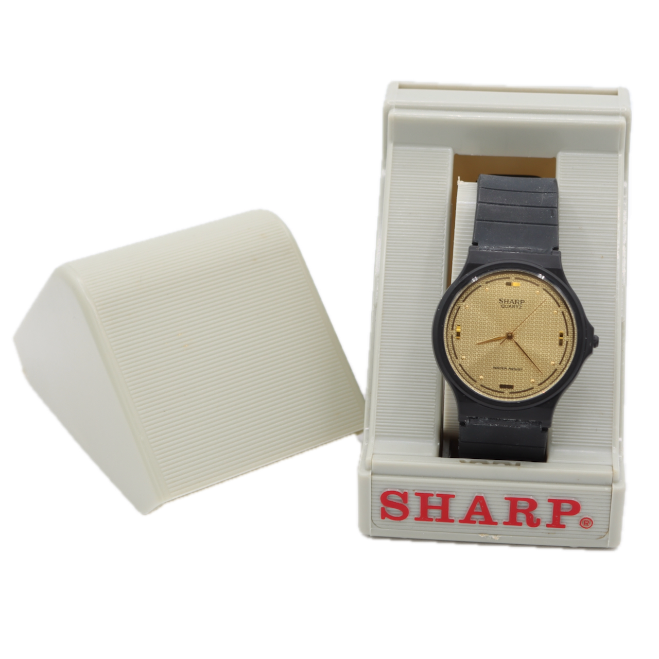Vintage Sharp 383603 Gold Dial Men's Quartz Wristwatch Japan PVD CoatedWith Box