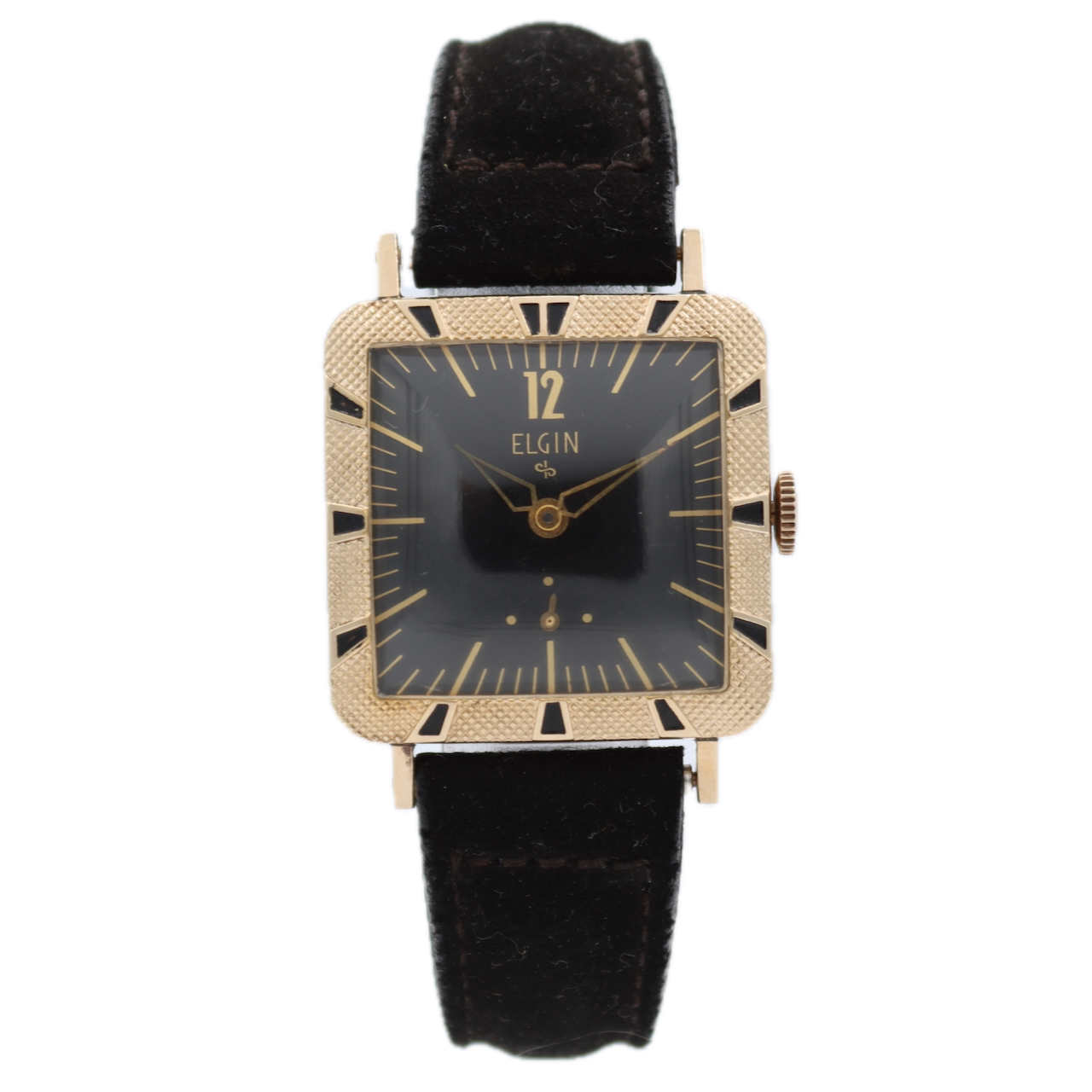 Vintage 28mm Elgin 9501 Huron Men's Mechanical Wristwatch USA 10k RGP Running