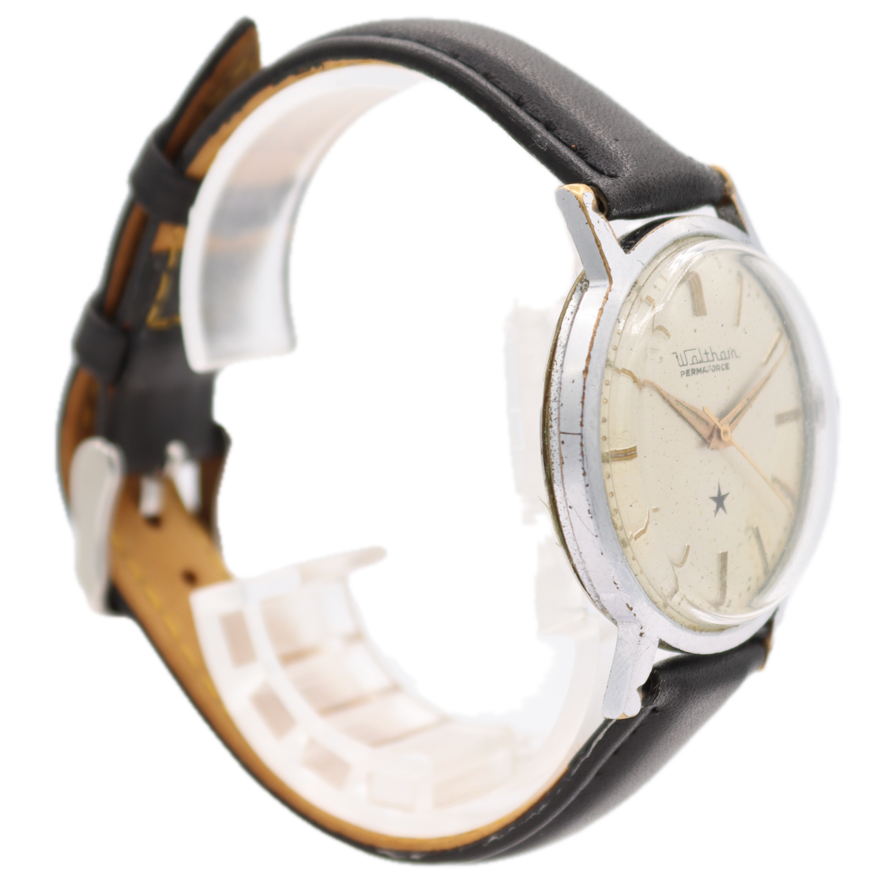 Vintage 34mm Waltham Permaforce Men's Mechanical Wristwatch Font 72 Swiss Steel