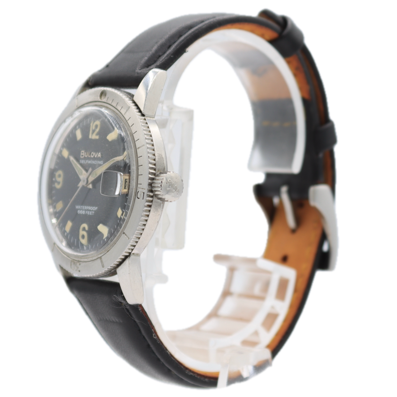 Vintage 35mm Bulova 386-4 Devil Diver Men's Automatic Wristwatch 11 ALACD Steel