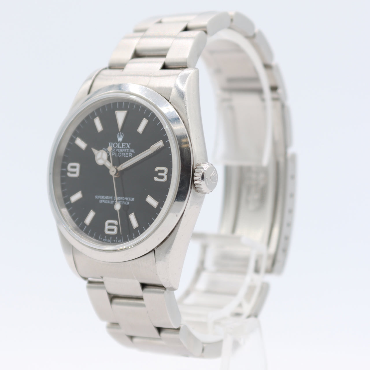 35mm 1996 Rolex 14270 Explorer I Black Men's Automatic Wristwatch Swiss Steel