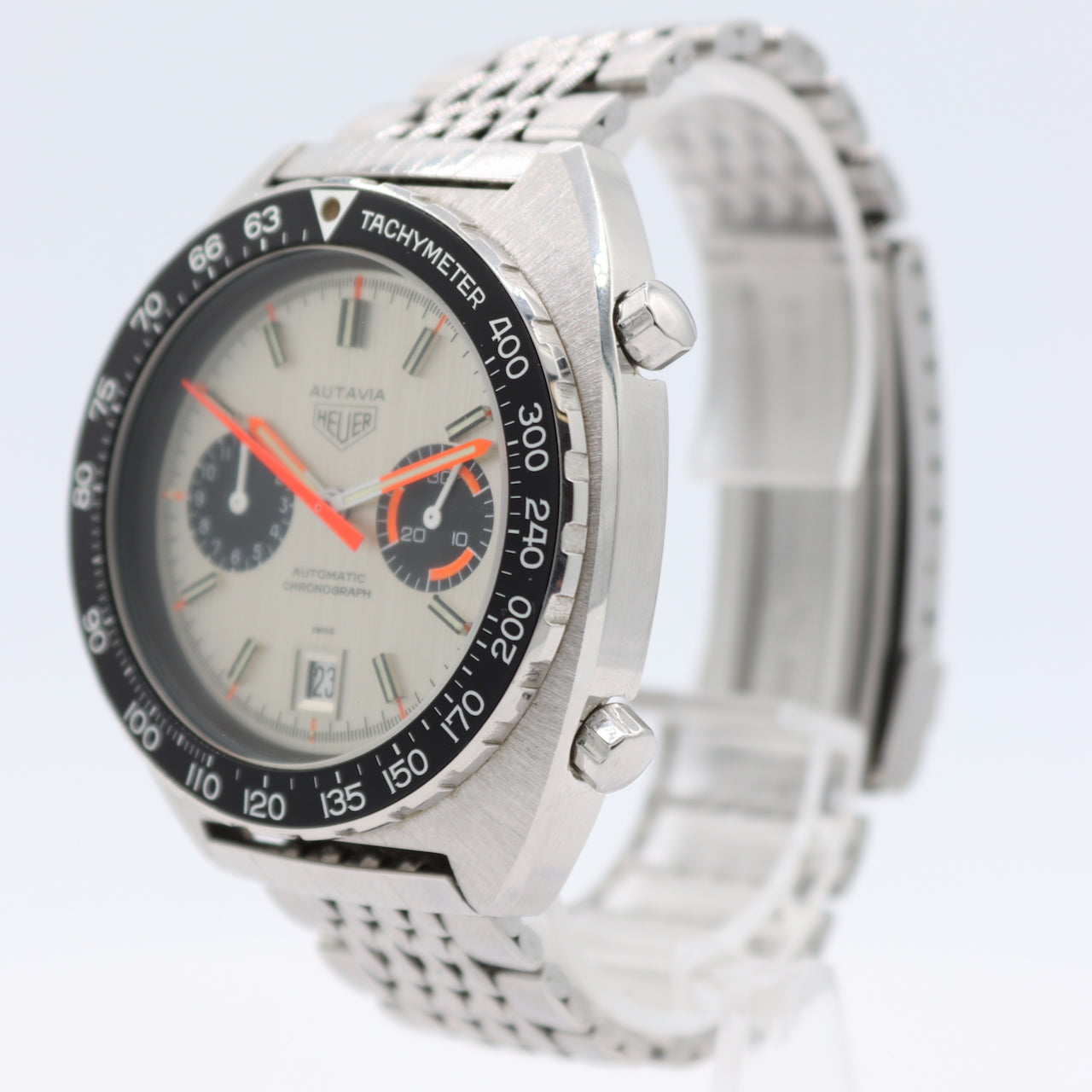 Vintage Heuer 11630 Autavia "Orange Boy" Silver Men's Wristwatch Calibre 12