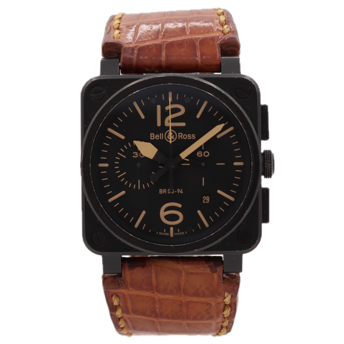 42mm Bell&Ross BR03-94-S-07027 Pilot-Style Men's Chronograph Wristwatc