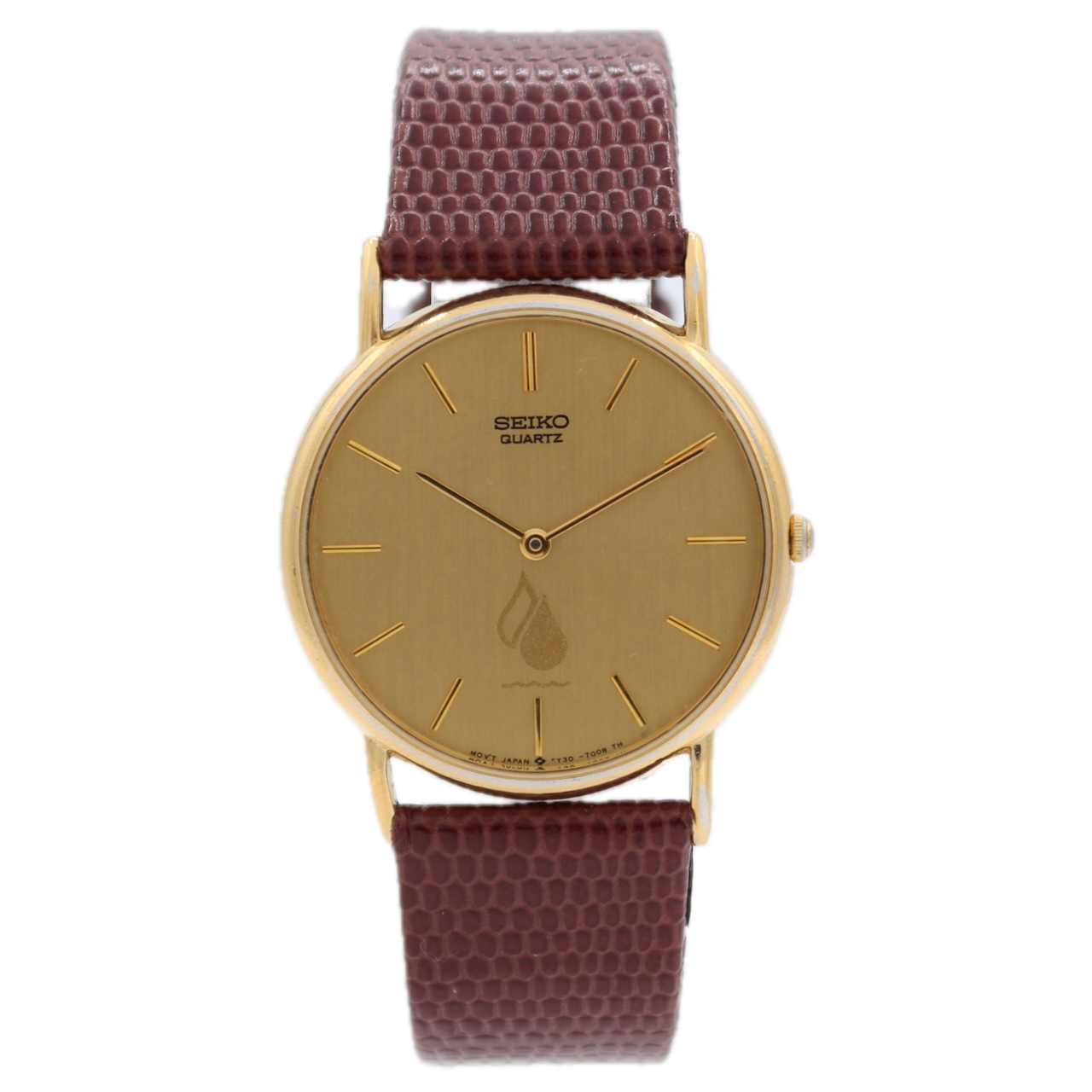 Vintage Seiko 5Y30-7009 Water Drip Logo Men's Quartz Wristwatch Japan Dress