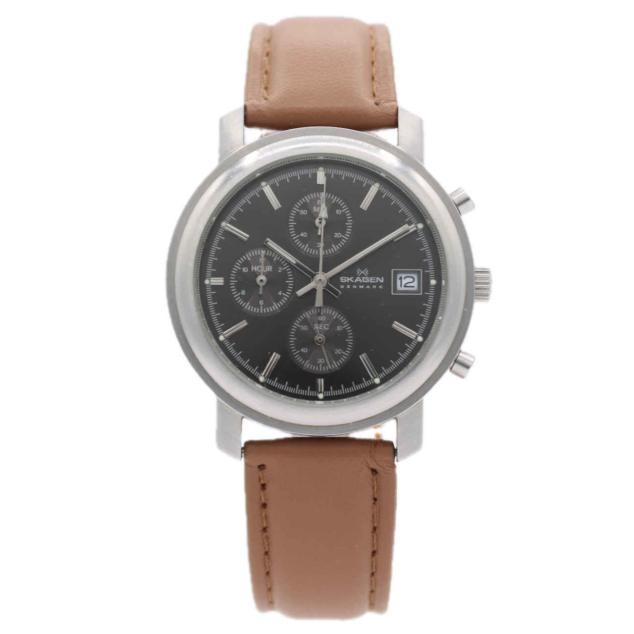 36mm Skagen 24USLM Ultra Slim Men's Quartz Chronograph Wristwatch Japan Steel