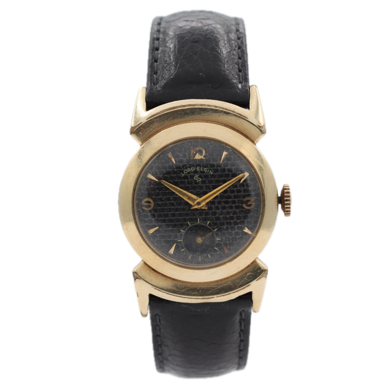 Vintage Lord Elgin 4814J Black Knight Men's Mechanical Wristwatch 680 USA 14k GF
