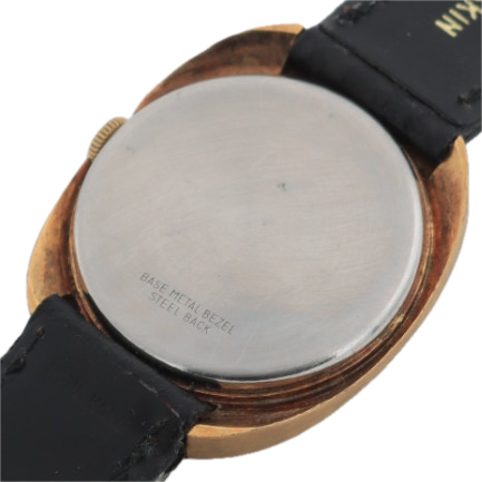 Vintage Elgin Egg Gold Sunburst Men's Mechanical Wristwatch 977 Swiss Gold Tone