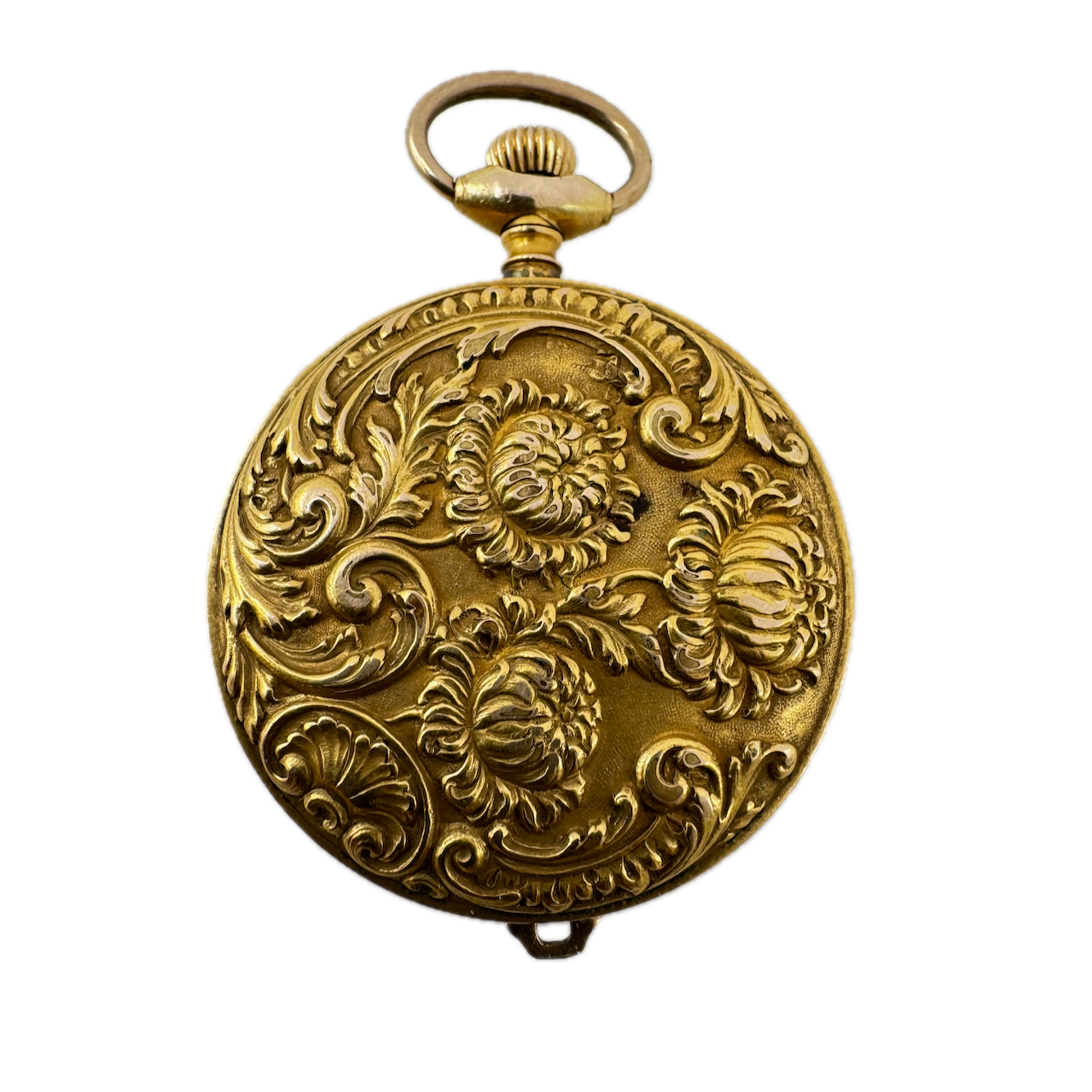 Antique Repousse Case Duplex Escapement Pocket Watch Gold FIlledfor Repair