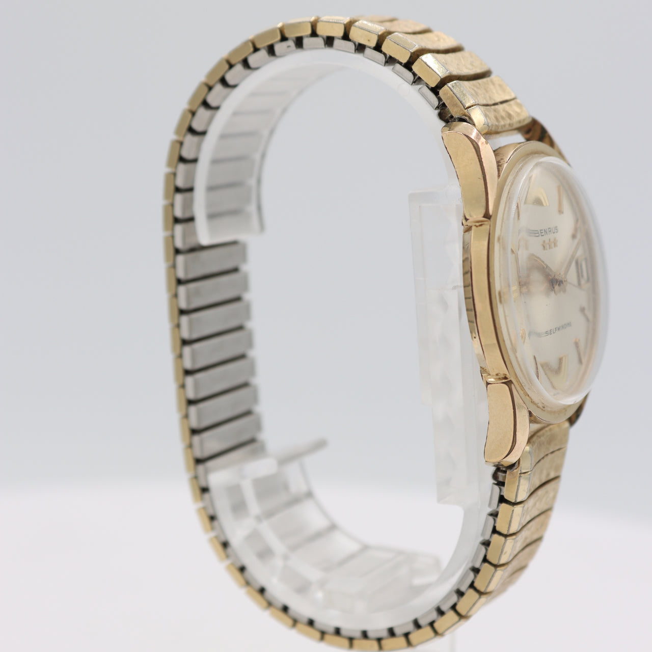 Vintage 34mm Benrus 3 Star Men's Automatic Wristwatch Swiss Gold Plated