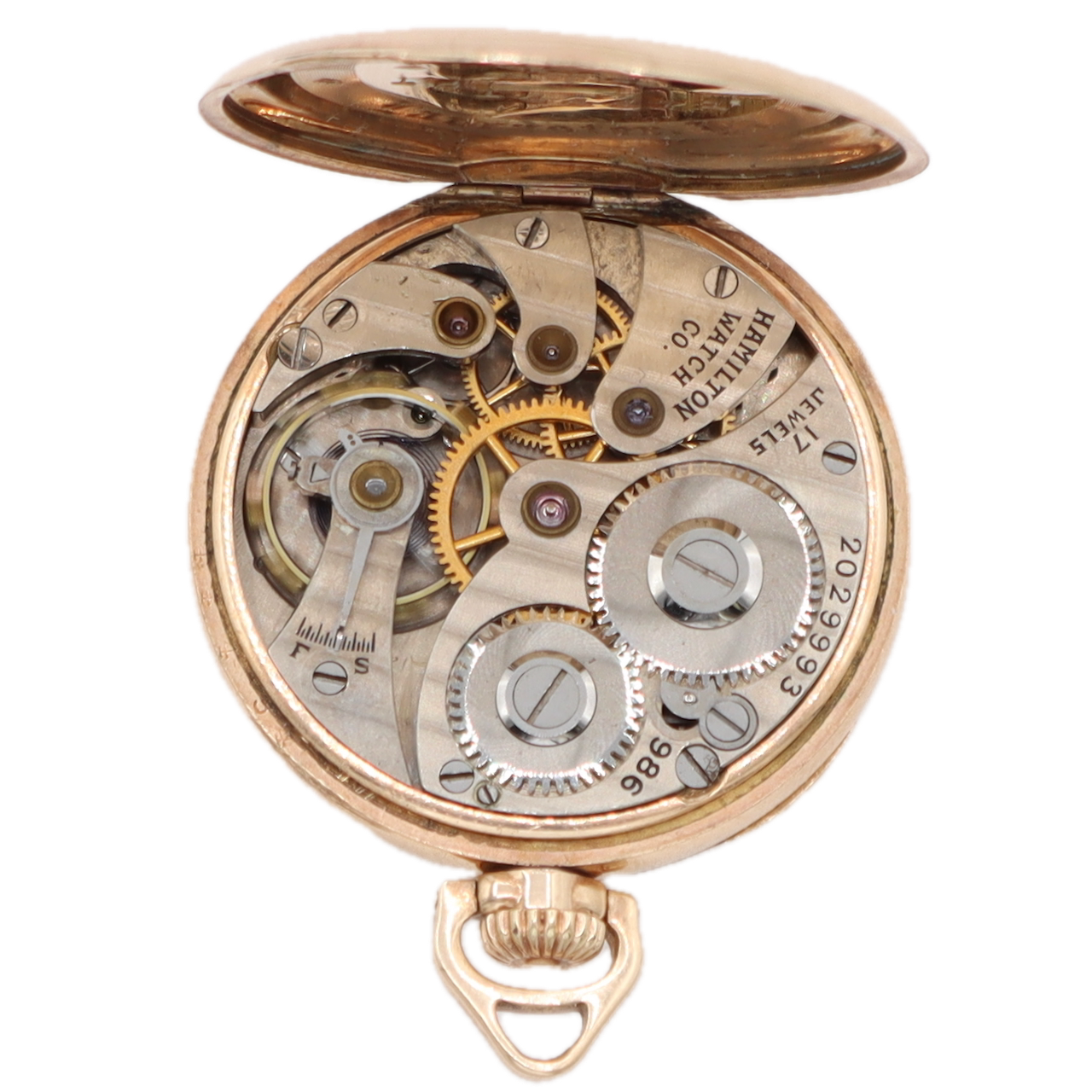 Antique 6/0s 1920 Hamilton Roman Mechanical Pocket Watch 986 25 Year GF USA