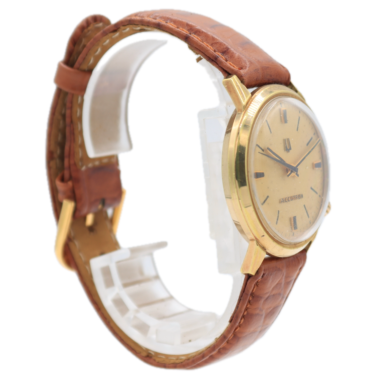 Vintage 34mm Accutron Frosted Dial Men's Tuning Fork Wristwatch 218 10k RGP