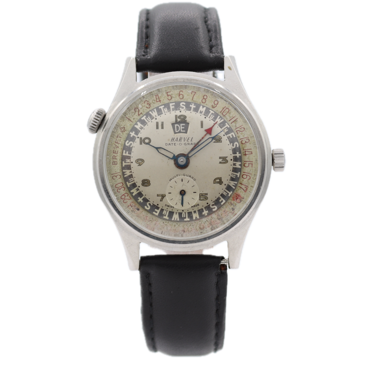 Vintage 36mm Harvel Date-O-Graph Men's Automatic Wristwatch Triple Calendar