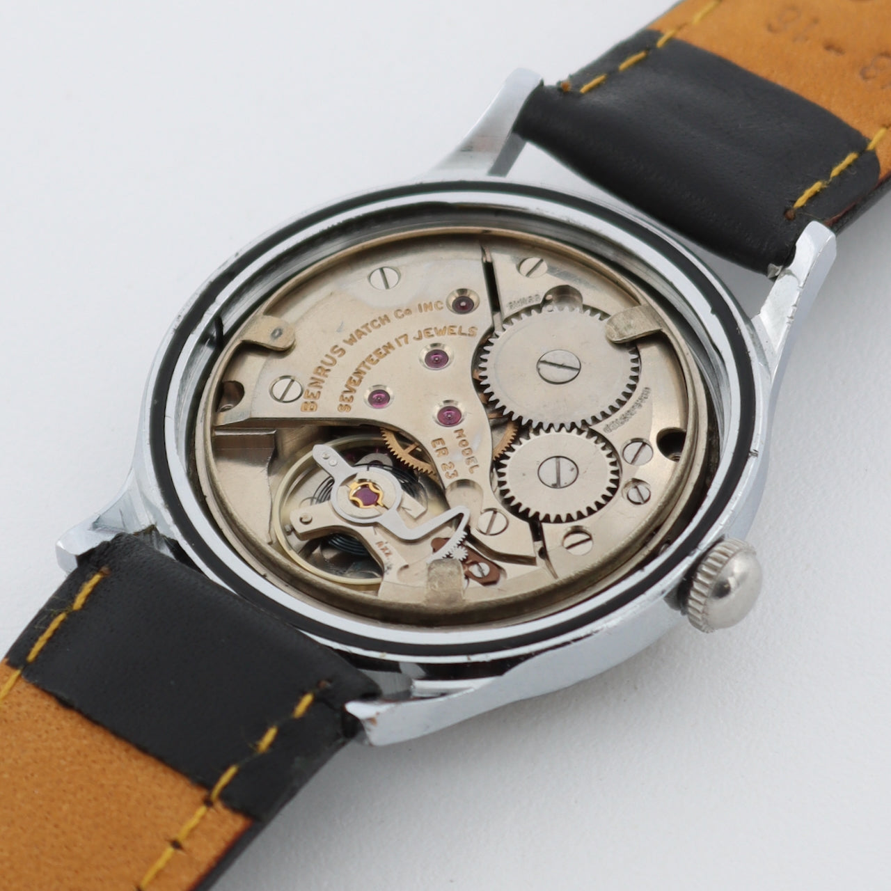 Vintage 33mm Benrus 2155 Men's Mechanical Wristwatch ER23 Swiss Chrome Plated