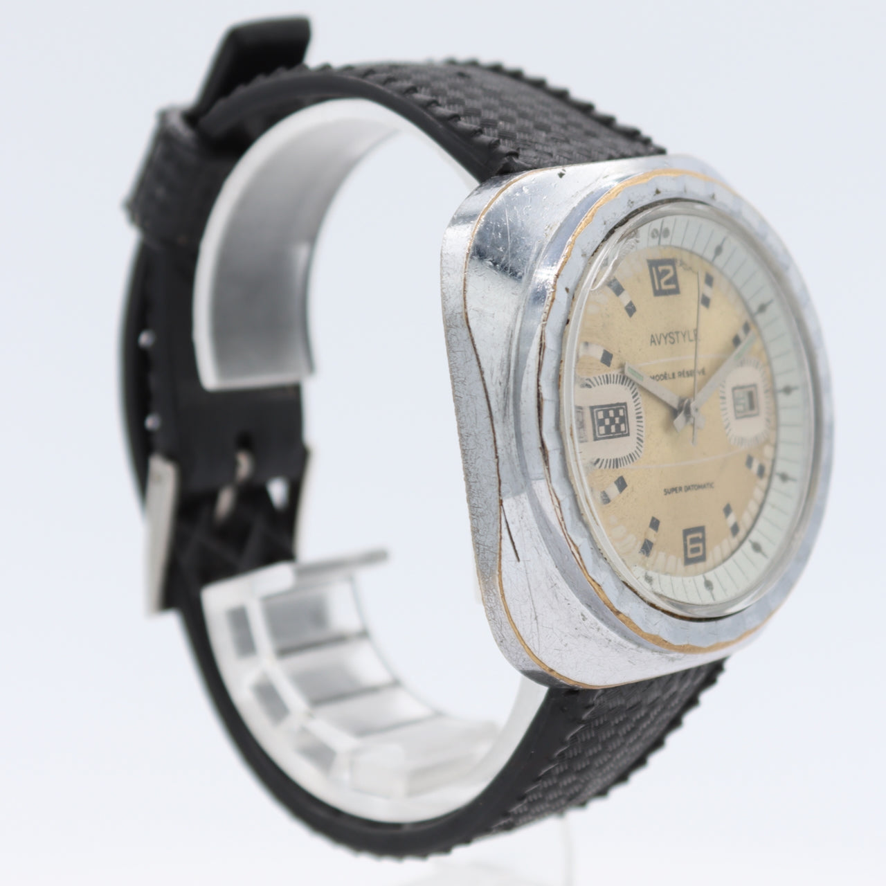 Vintage Avystyle Super Datomatic Men's Mechanical Wristwatch Steel Fluted Bezel