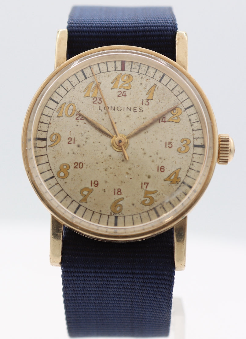 Vintage Longines 1811 Military Style Men's Mechanical Wristwatch 12L Gold FIlled