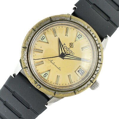 Vintage Zodiac 722-916 Sea Wolf 17J Men's Automatic Wristwatch Swiss Divers Runs