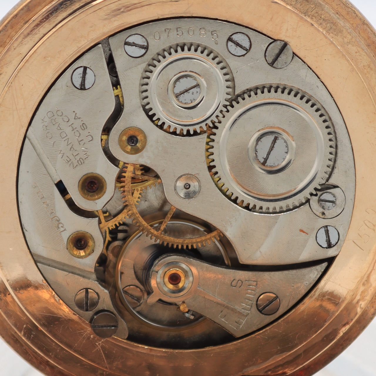 Antique 12s 1917 NY Standard Shield 15J Hunter Pocket Watch Excelsior 20 Year GF