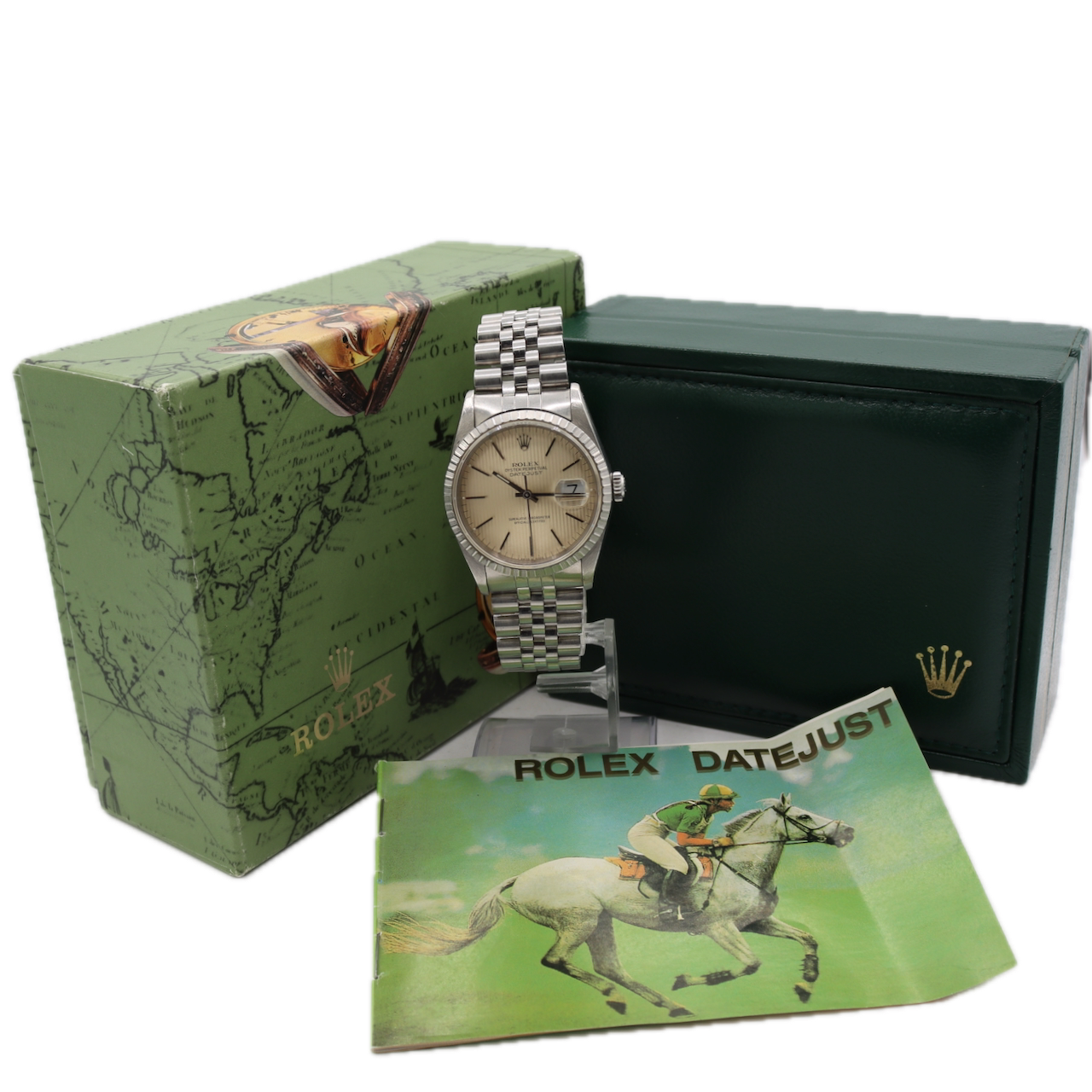 Vintage 1991 Rolex 16220 Datejust Tapestry Men's Automatic Wristwatch Steel