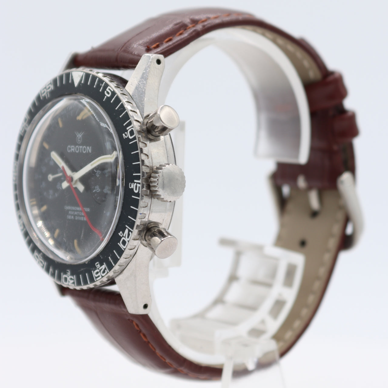 Vintage Croton Chronomaster Aviator Sea Diver Men's Chronograph Wristwatch Steel