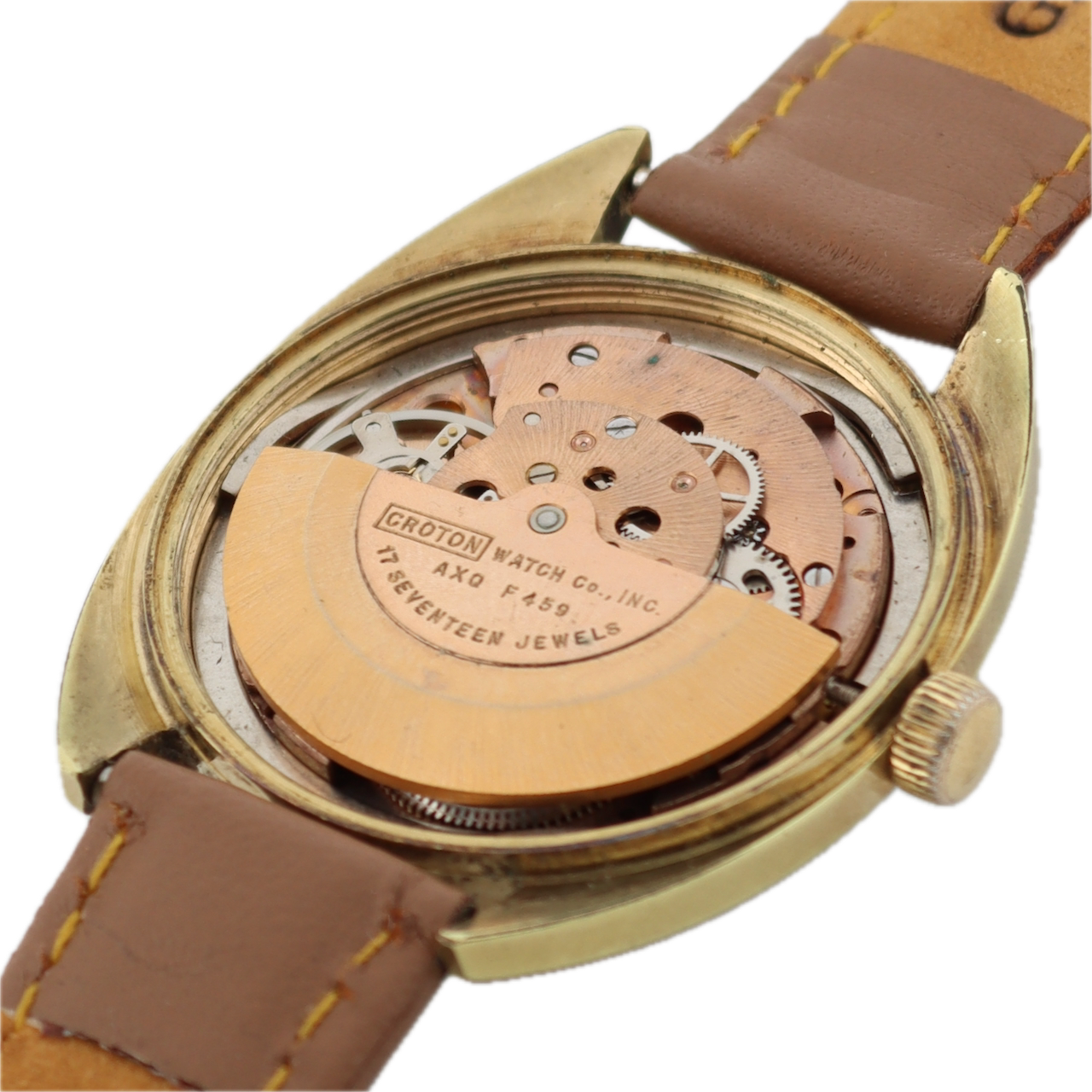 Vintage 34mm Croton Aquamatic Men's Automatic Wristwatch A.Schild 1902 Gold Tone