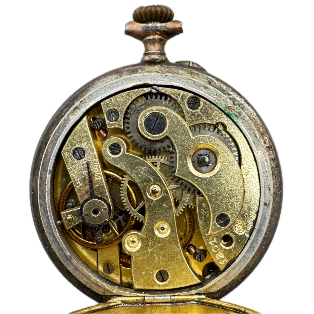 Antique U.H Beaded Mechanical Open Face Pocket Watch .800 SilverSwiss