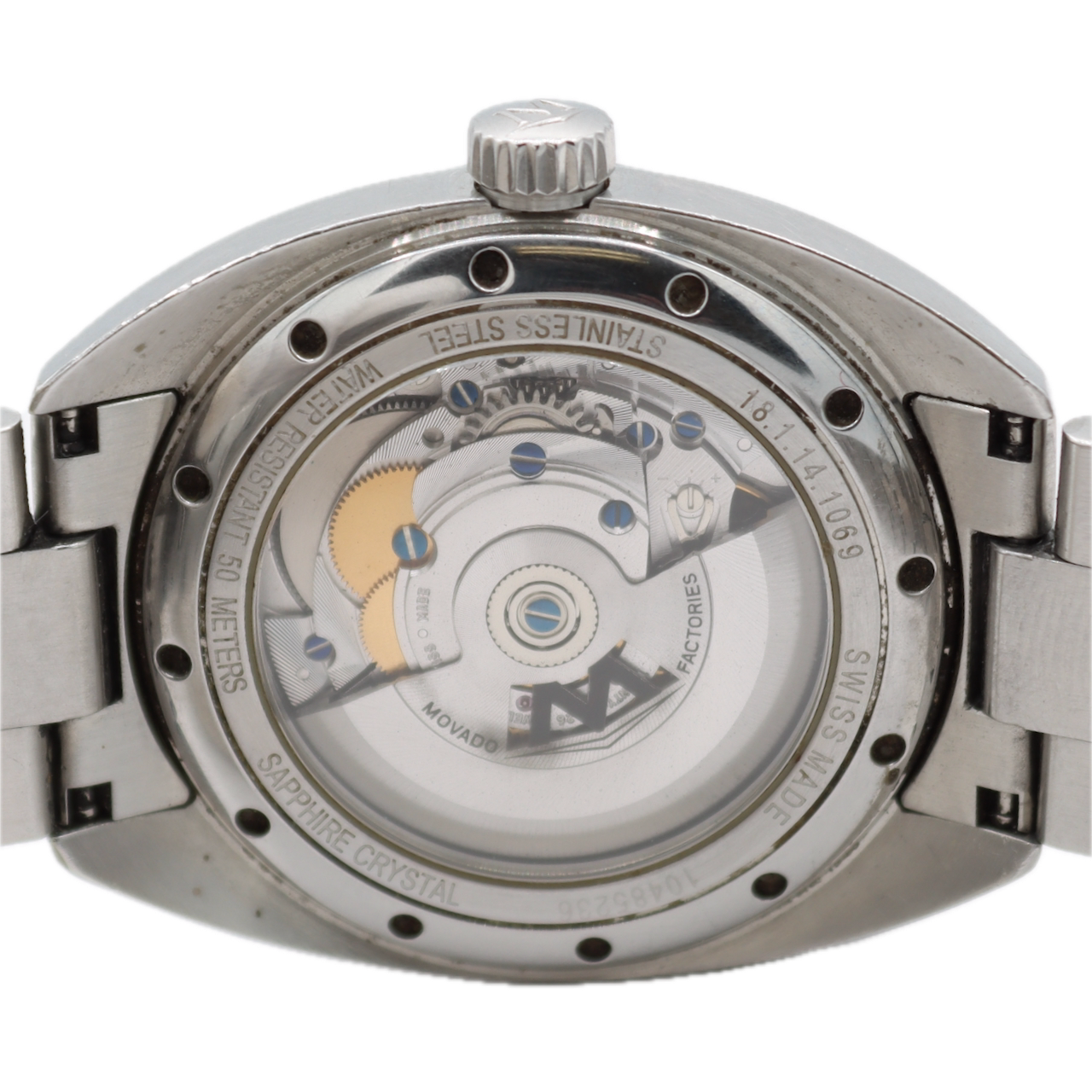 38mm Movado 18.1.14.1069 Datron Men's Automatic Wristwatch SW200-1 Swiss Steel