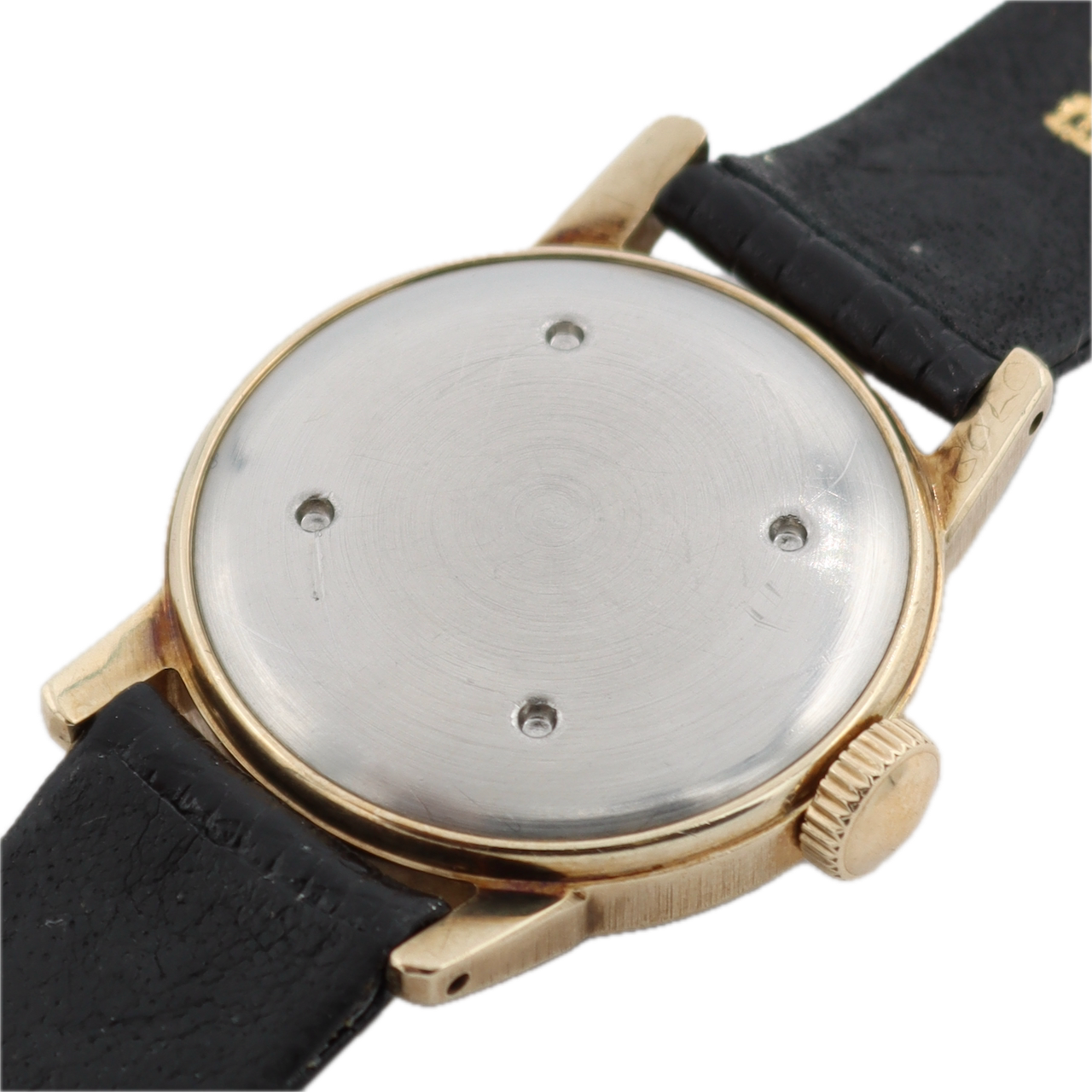 Vintage 1947 Elgin 6619 Black Men's Mechanical Wristwatch 539 10k Gold Bezel