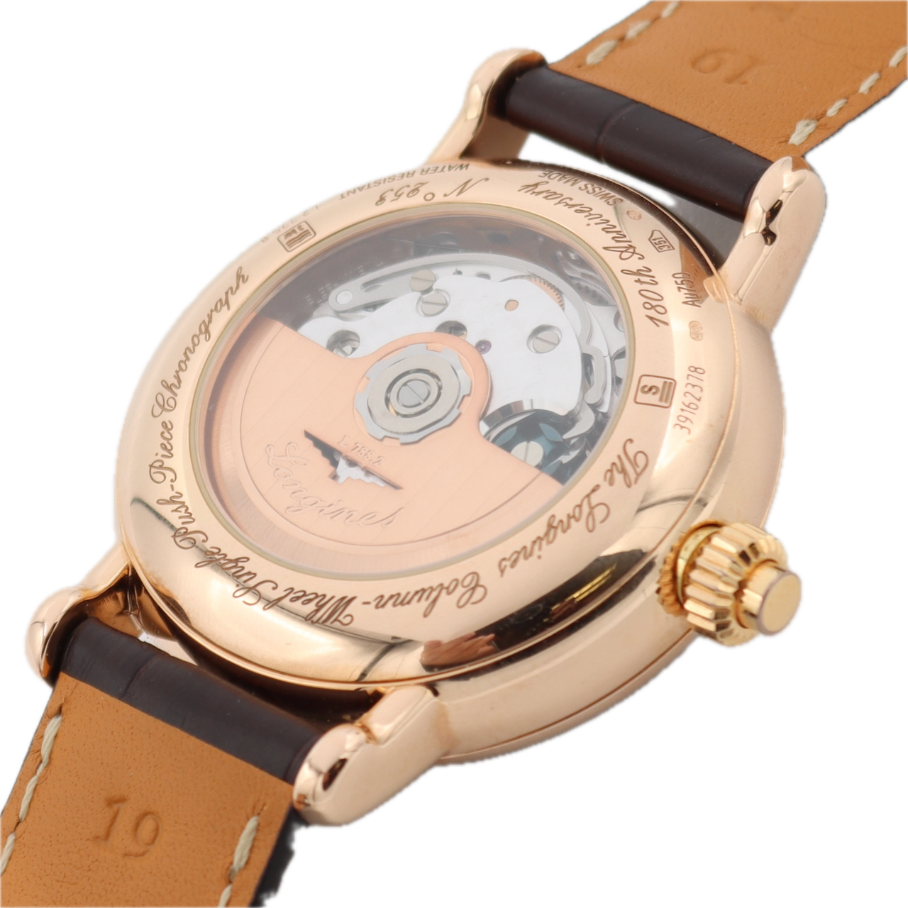 Longines L2.775.8.23.3 Heritage Men's Automatic Wristwatch 18k Gold Monopusher