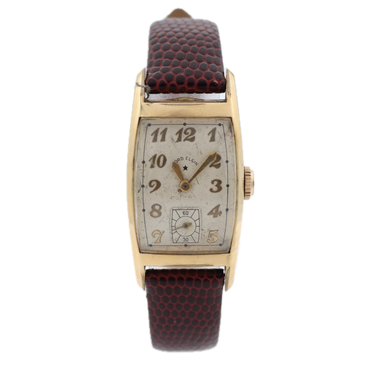 Vintage Lord Elgin 3528 Curved Dial Men's Mechanical Wristwatch USA 14k GF