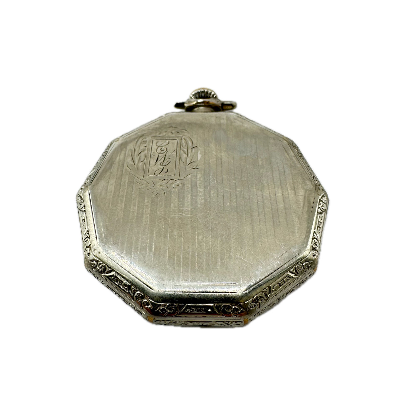 Antique 12s Illinois Decagonal 19 Jewel Pocket Watch 406 White Gold Filled