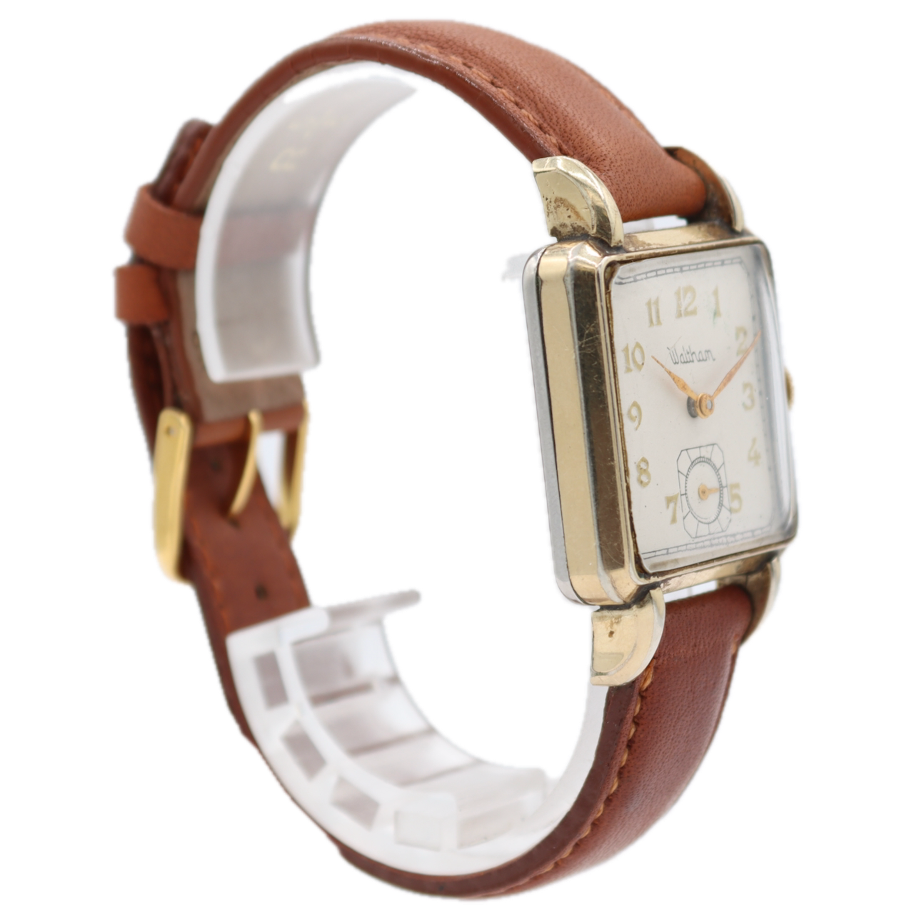 Vintage 28.5mm Waltham Square Dial 17J Men's Mechanical Wristwatch USA 10k RGP