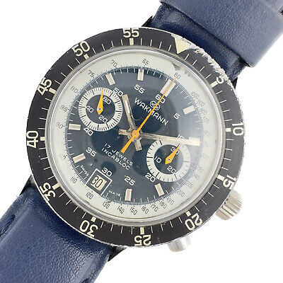 Vintage Wakmann Big Boy 13.36.00 Men Chronograph Watch Valjoux 234 Rare Serviced