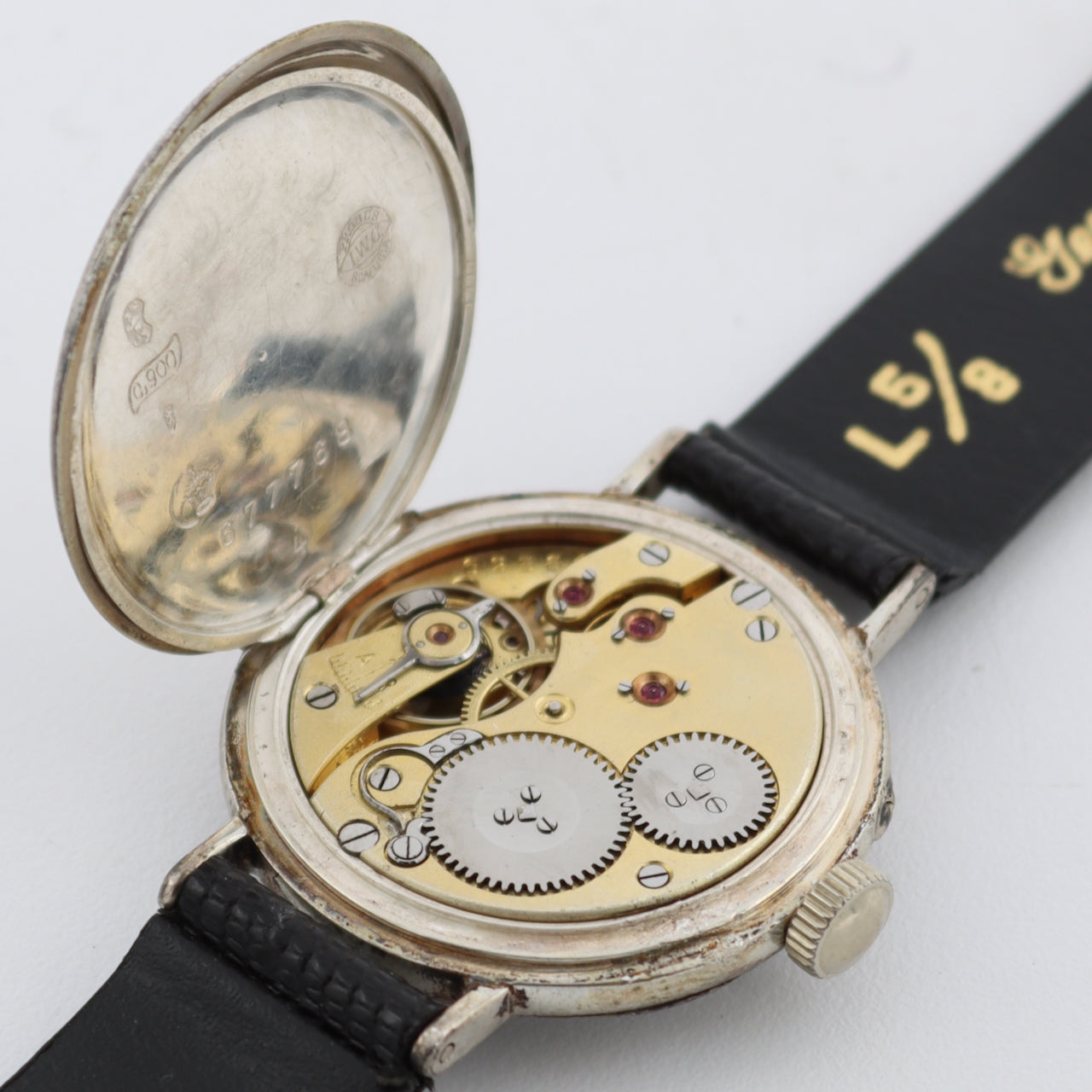 Antique 1907 IWC Trench Style Men's Mechanical Wristwatch USA Coin Silver Runs