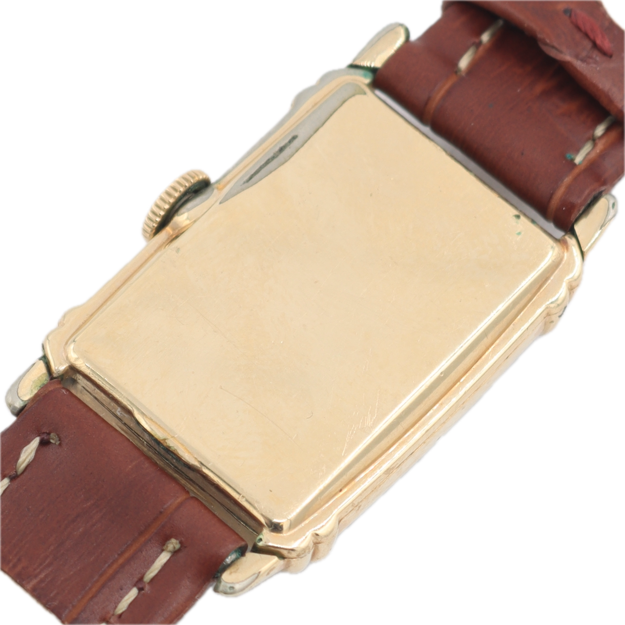 Vintage Hamilton Rectangular Deco Men's Mechanical Wristwatch 982 USA 14k GF