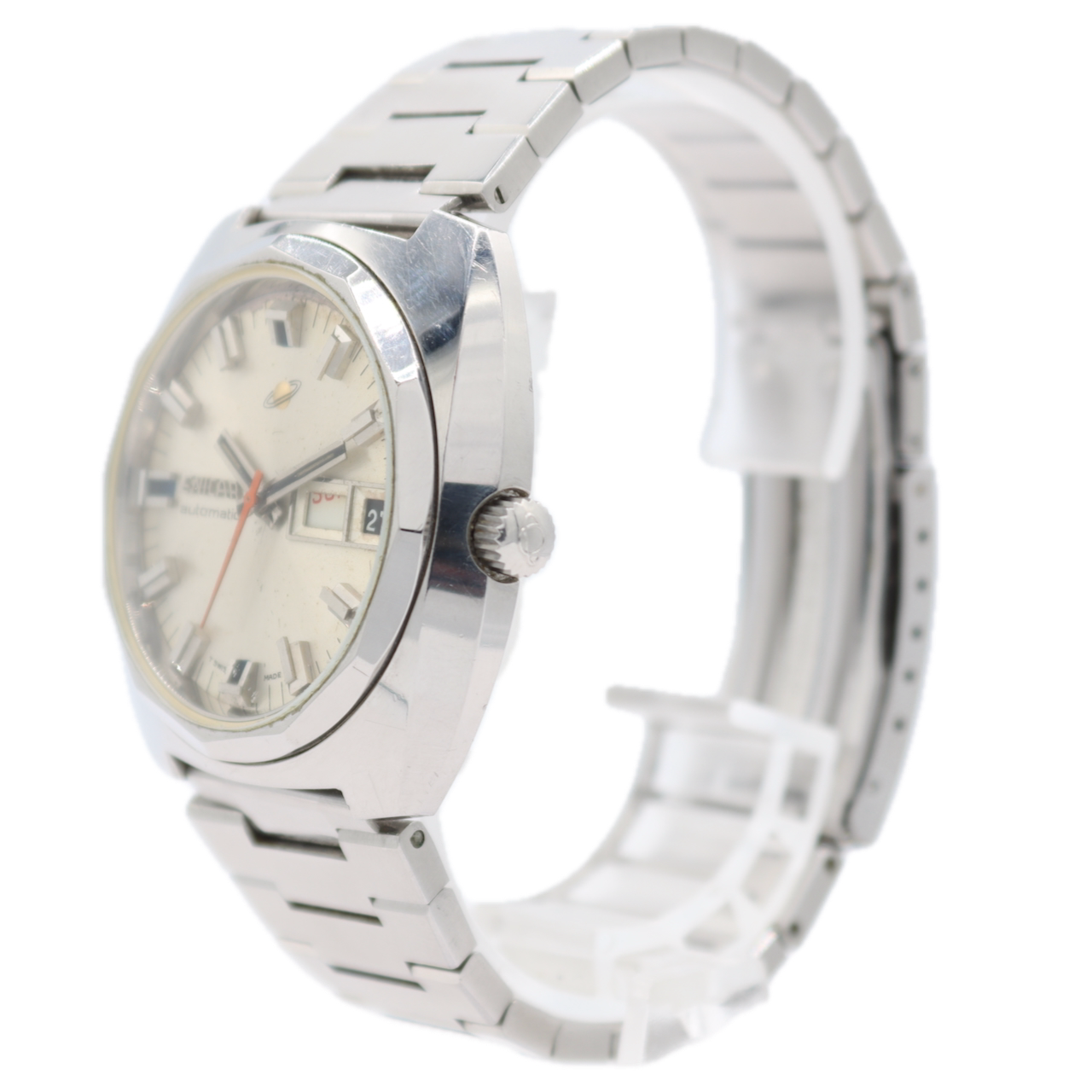 Vintage 39mm Enicar Ocean Pearl Men's Automatic Wristwatch Swiss Steel Day Date