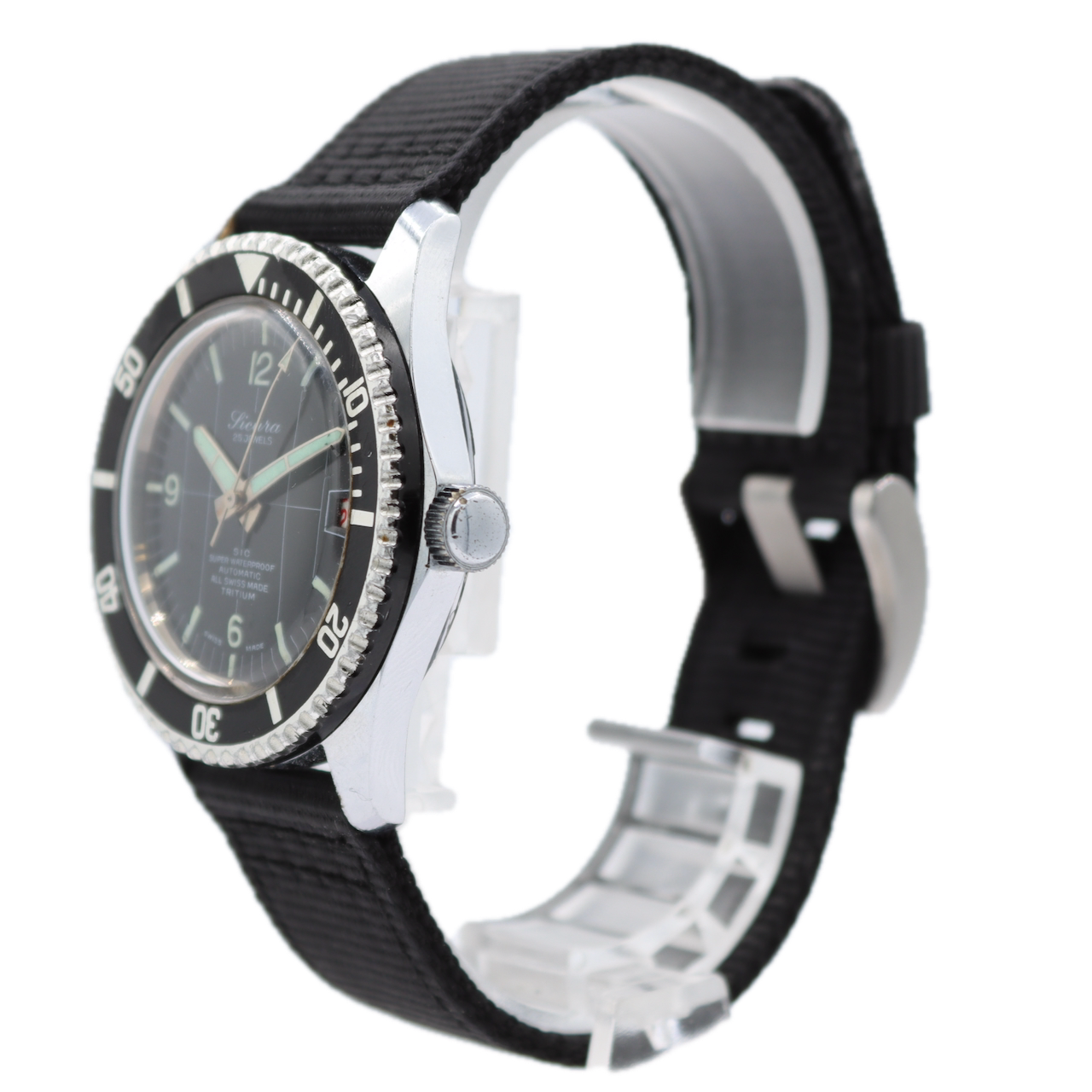 Vintage Sicura Diver Style 25 Jewel Men's Mechanical Wristwatch Swiss Steel