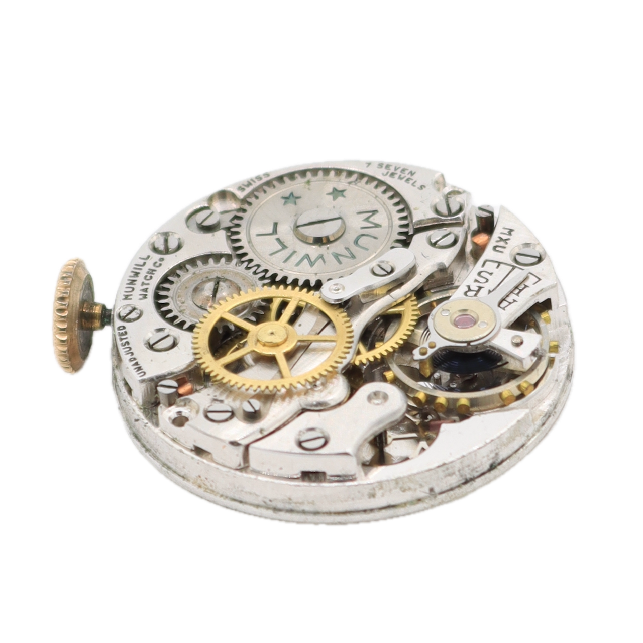 Vintage 25mm Munwill Gold Hands Ladies Mechanical Wristwatch Swiss Two Tone