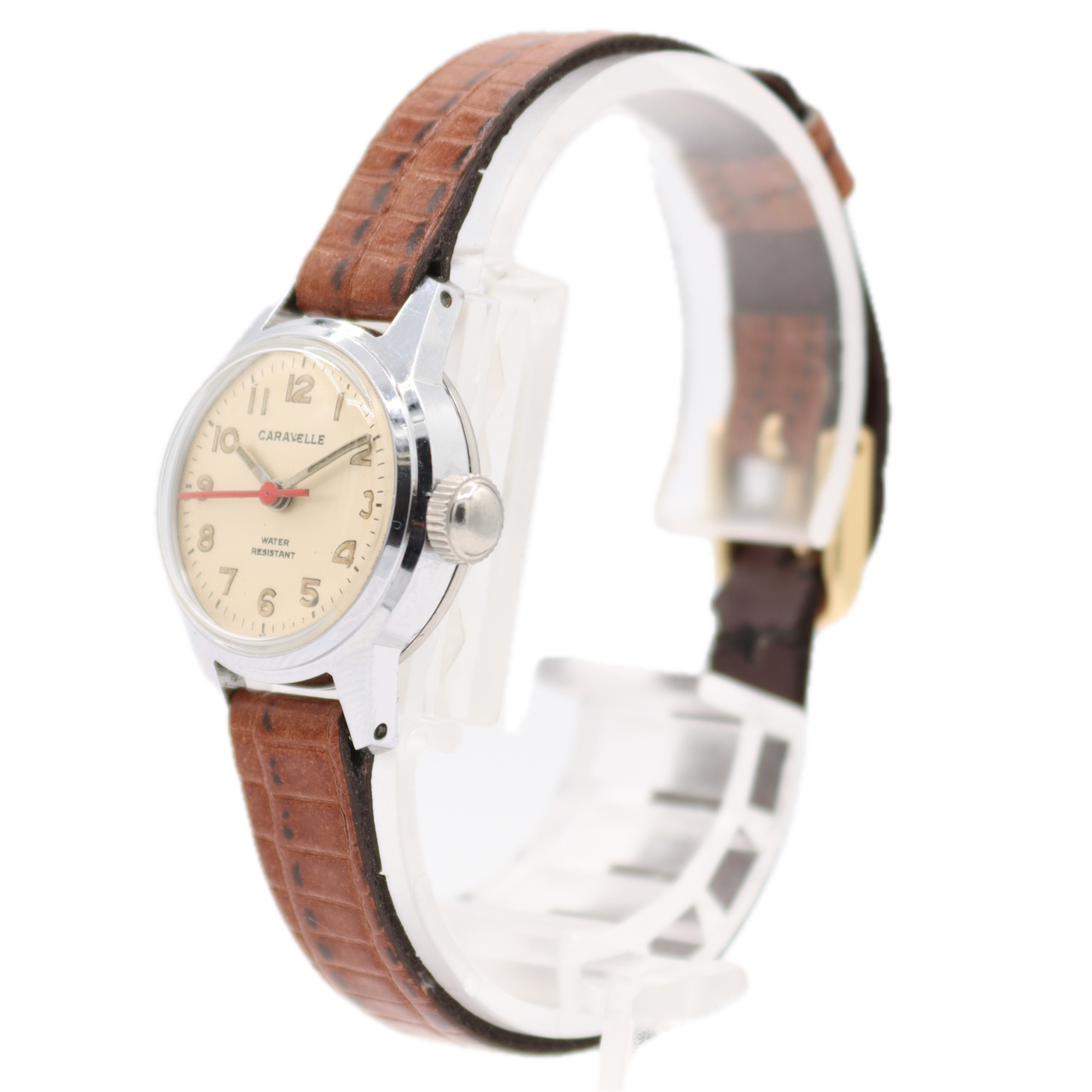 Vintage 1975 Caravelle Cream Dial Ladies Mechanical Wristwatch Chrome Plated
