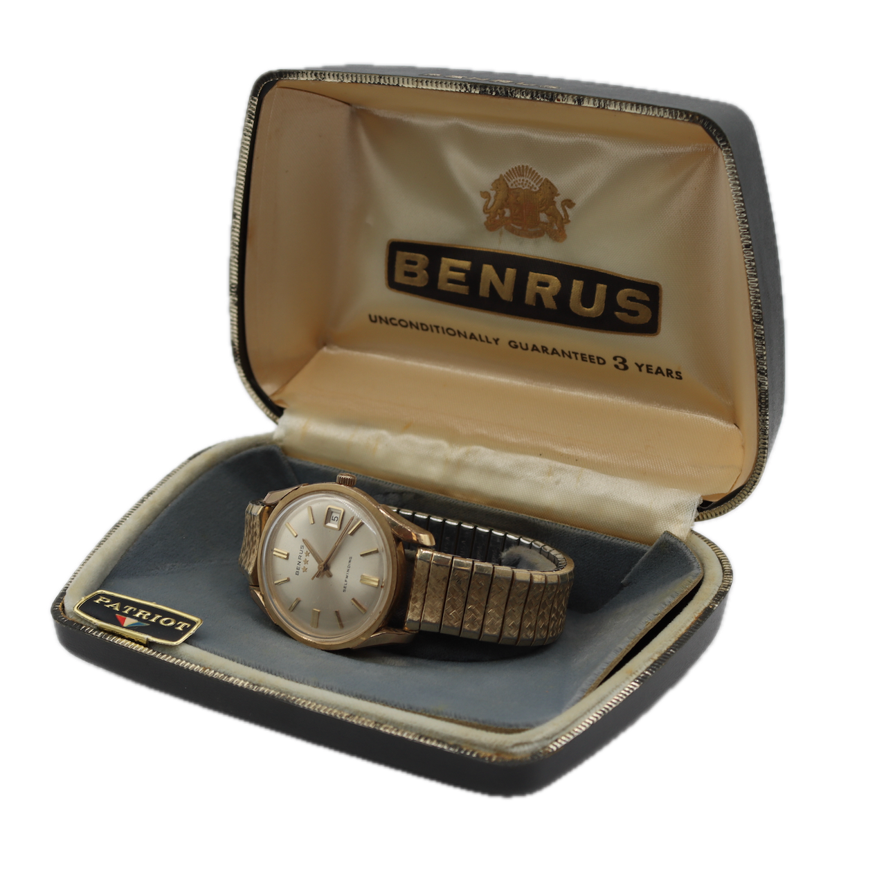 Vintage 34mm Benrus 3 Star Men's Automatic Wristwatch Swiss Gold Plated