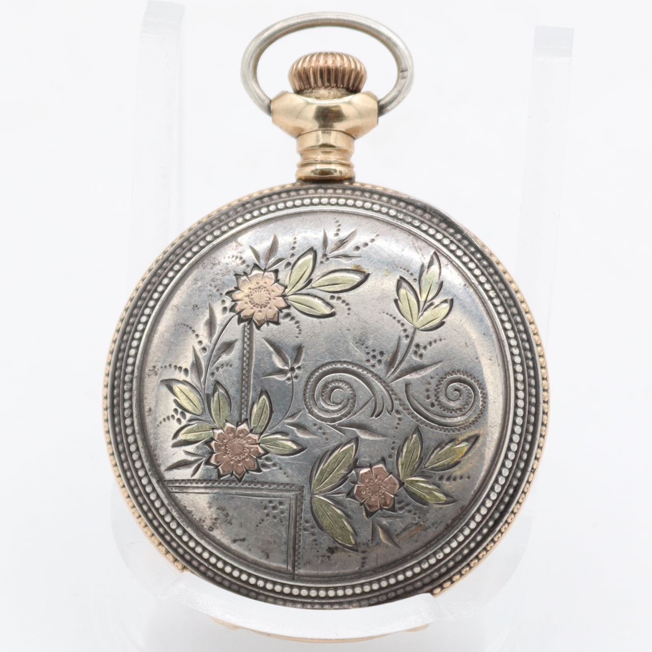 Antique 1900 Elgin Gilt Mechanical Hunter Pocket Watch 224 Sterling Silver