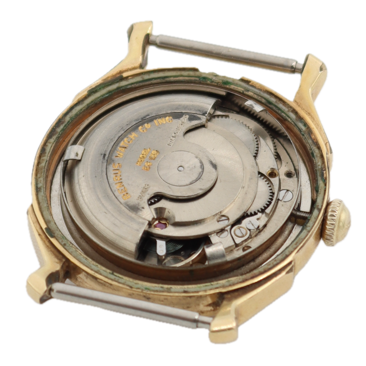 Vintage 33mm Benrus 7155 3 Star 25j Men's Automatic Wristwatch Swiss Gold Tone