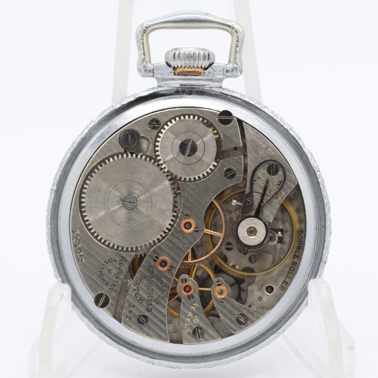 Vintage 1930 Illinois 19 Jewel Mechanical Pocket Watch 169 Chrome Plated USA