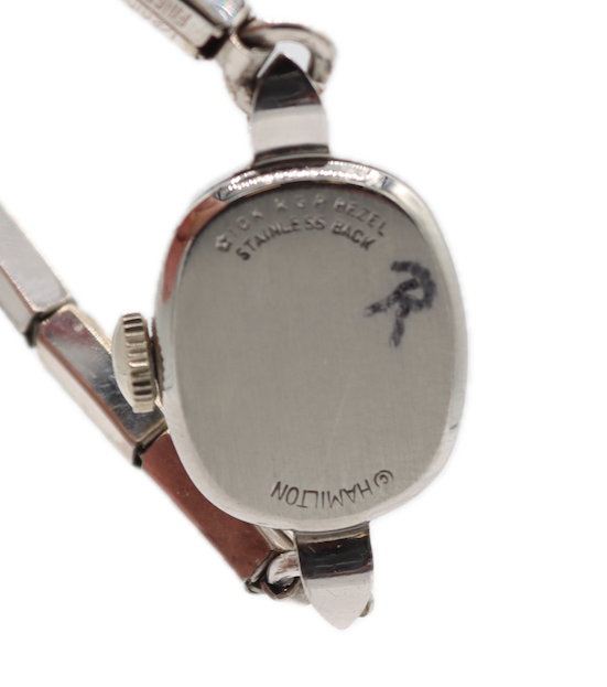 Vintage 14.5mm Hamilton Ladies Mechanical Wristwatch 757 USA 10k White RGP