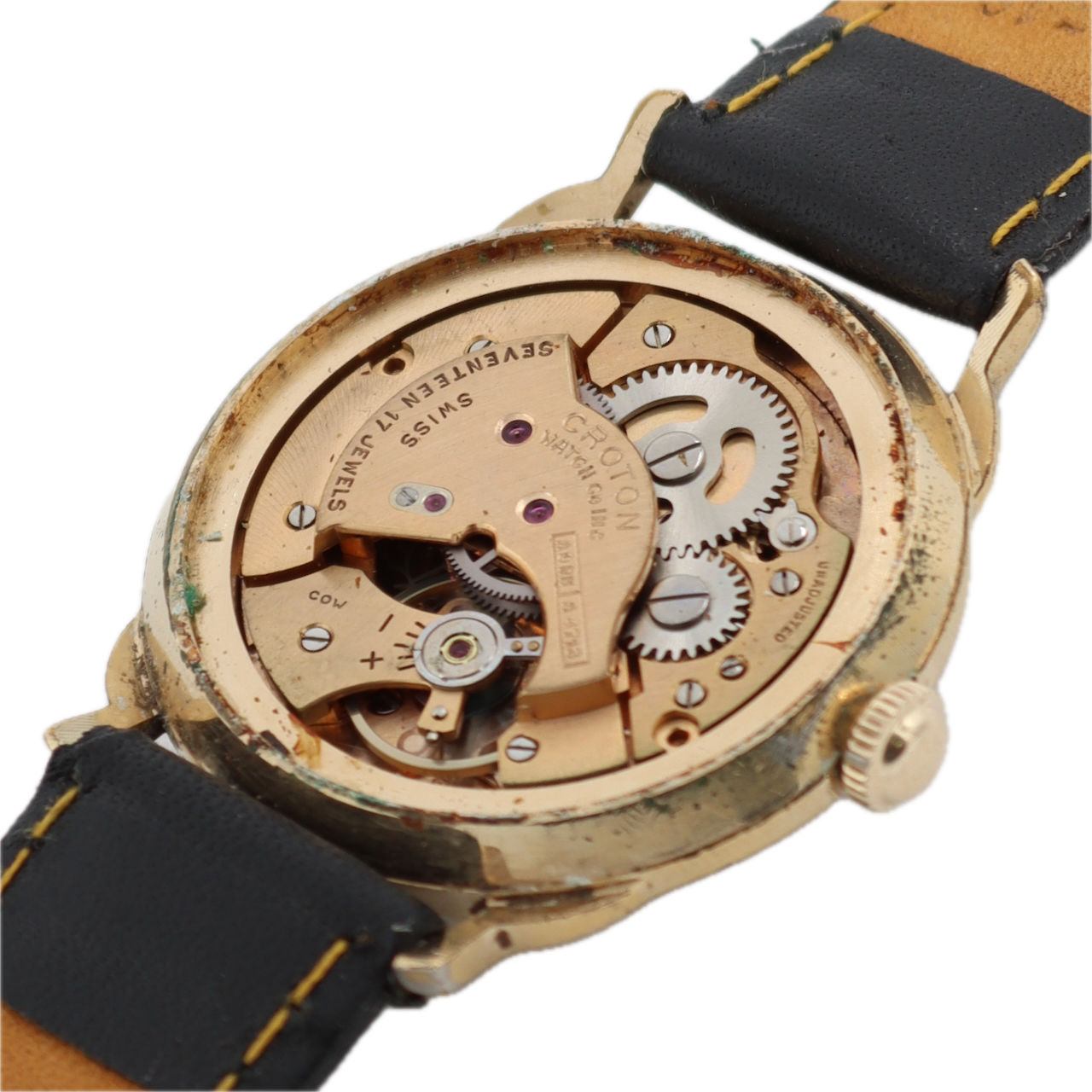 Vintage Croton Linen Men's Mechanical Wristwatch Standard 1686 Swiss Two Tone