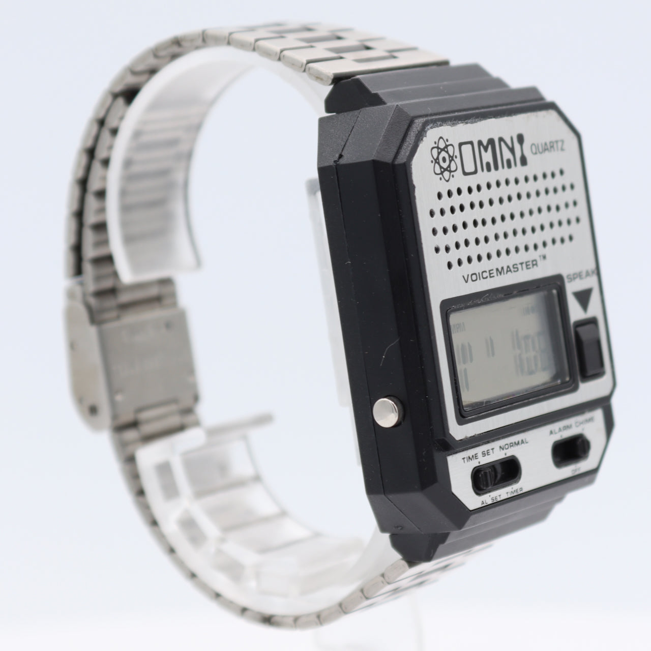 Vintage 40mm Omni Voicemaster Men's Quartz Wristwatch Hong Kong Steel