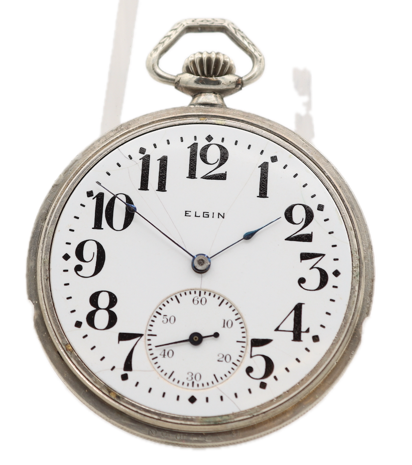 Antique 12s Elgin G.M. Wheeler 17 Jewel Mechanical Pocket Watch 347 NickelUSA