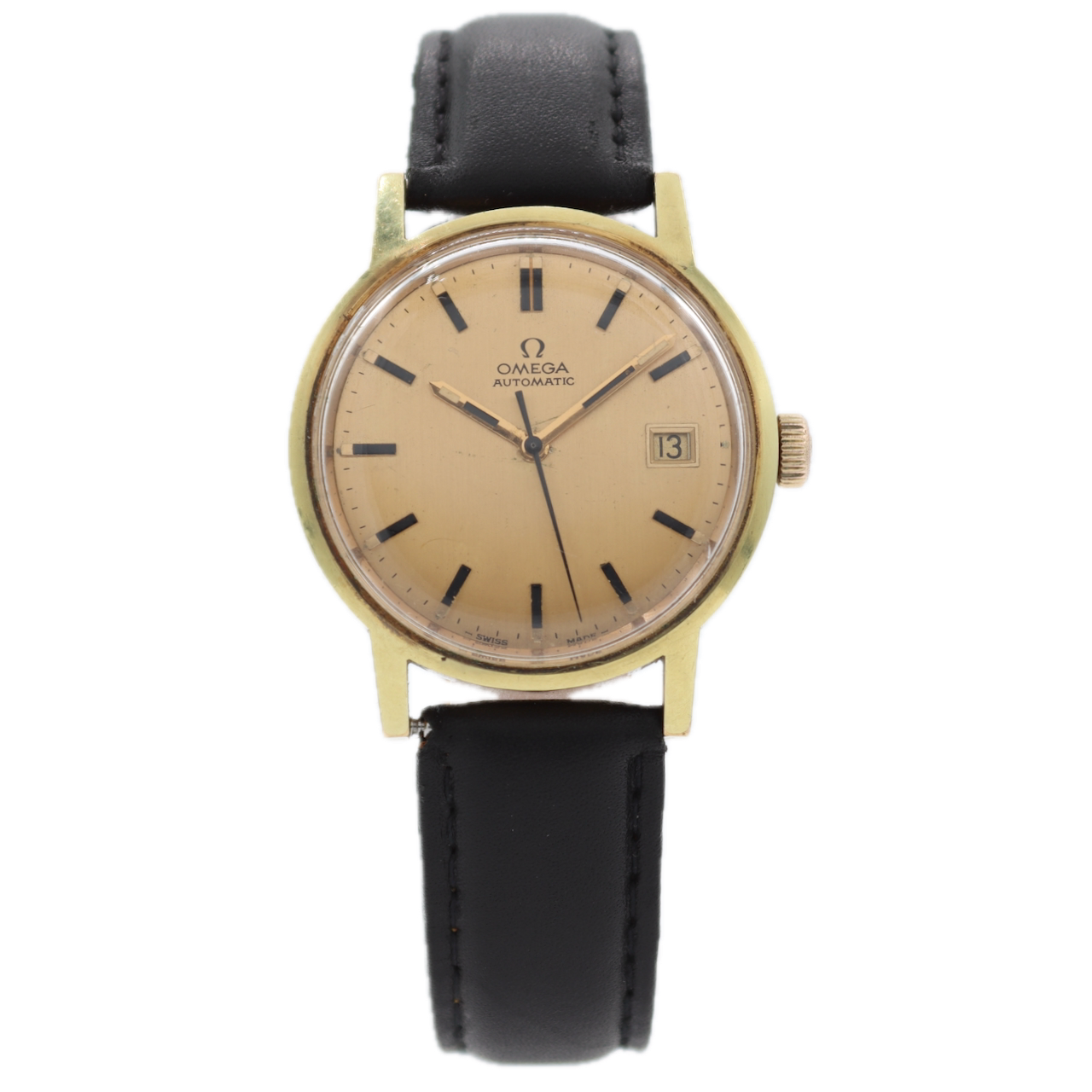 Vintage 35mm 1971 Omega Gold Date Men's Automatic Wristwatch Swiss Gold Plated