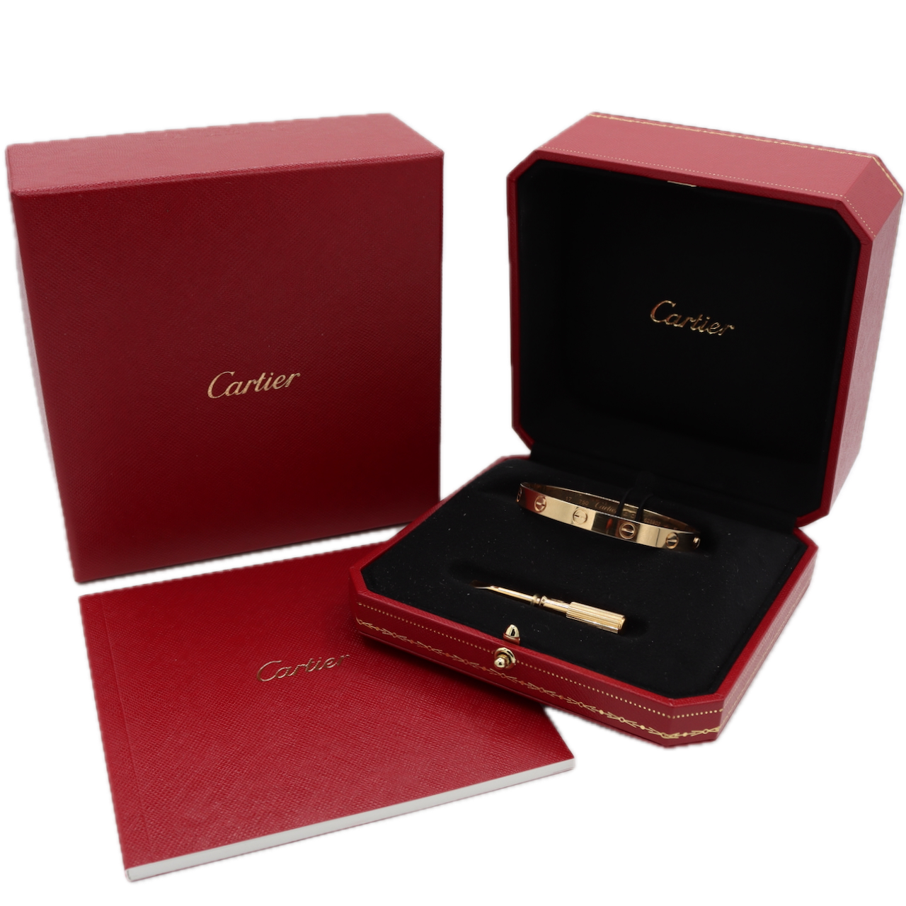 17cm Cartier LOVE Ladies Bracelet 18k Yellow Gold W/ Box and Gold Screw Driver
